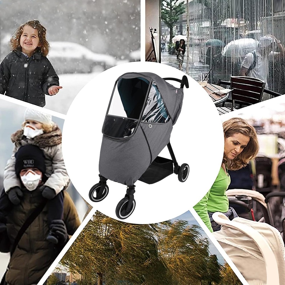 Bebamour Universal Stroller Rain Cover, Waterproof Windproof Weather Shield
