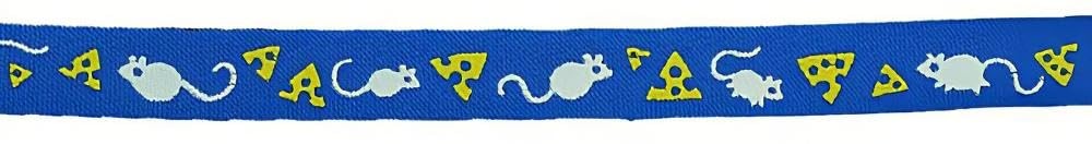 Cat Collar Mice and Cheese Blue