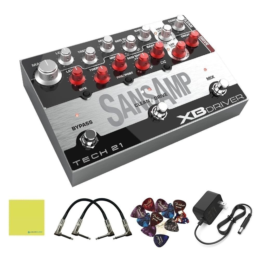 Tech 21 SansAmp XB Driver Bass Preamp Bundle with 2 Right Angle Patch..-OPEN BOX
