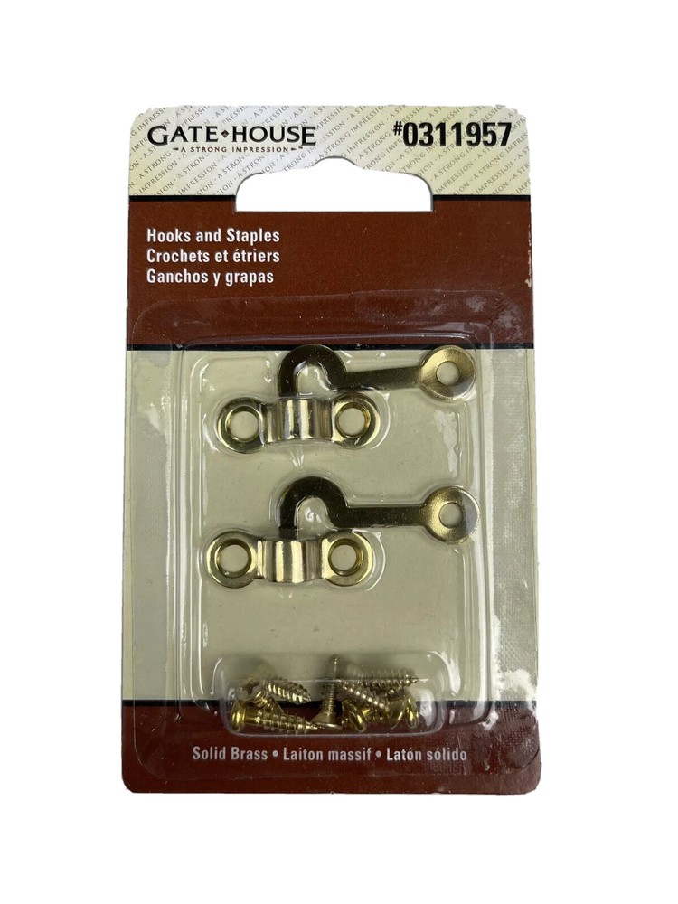Gate House  Solid Brass Hook and Staple 2 in each pack 0311957