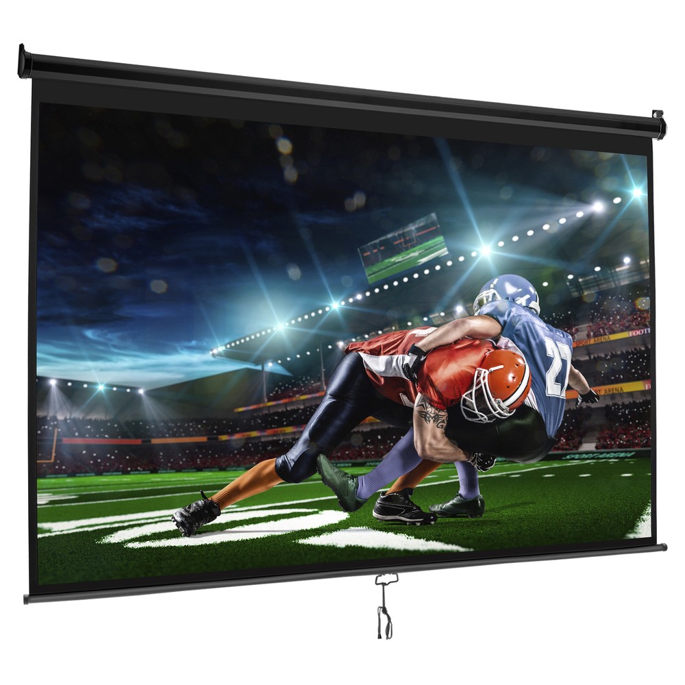 Projector Screen 100" Diagonal Projection Screen Manual Pull Down 16:10 HD Black
