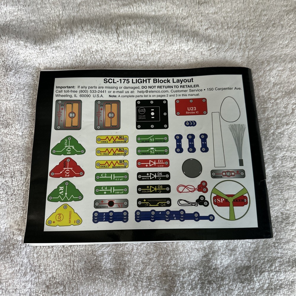 Elenco Snap Circuits LIGHT Experiments Projects 1-182 Manual Instruction Book