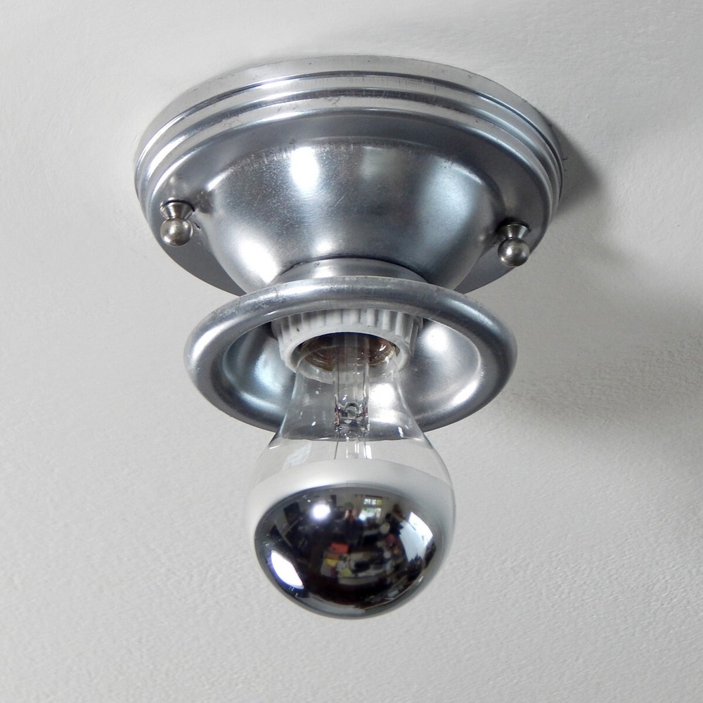 Vintage Aluminum Flush Mount Ceiling Light Fixture