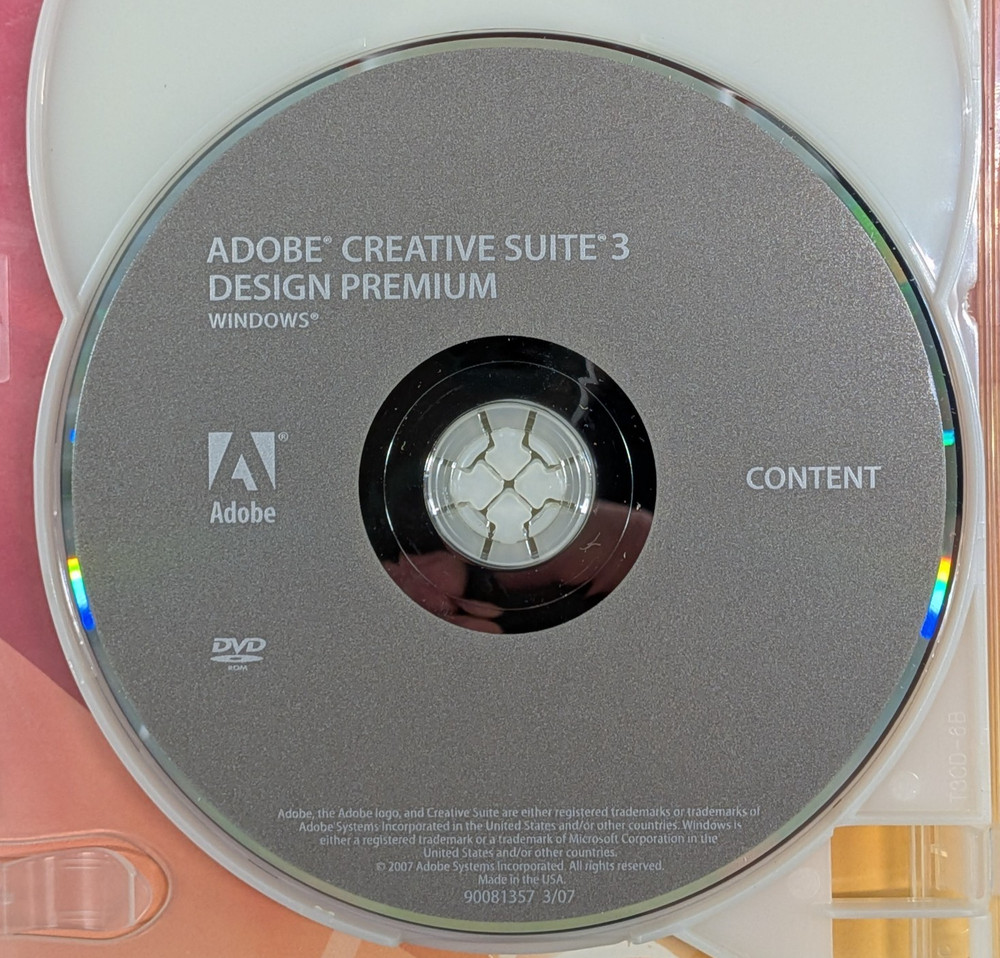 ADOBE CREATIVE SUITE 3 DESIGN PREMIUM Software *3-Disc DVD/CD-ROM w/ Serial Key*