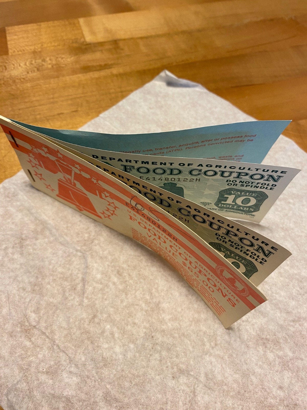 $65.00 - Food Stamp Coupon Book With TWO (2) $10.00 Coupons from 1994, M/C "H".