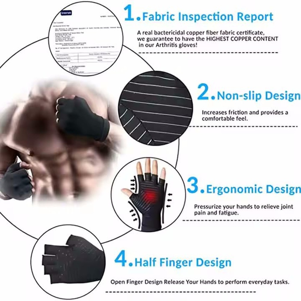 Copper Care Copper Infused Compression Gloves (One Pair) Medium