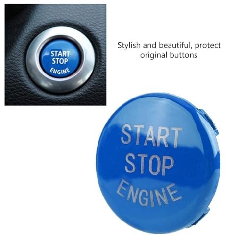 Car Engine Start Button Cover ABS Push Button Switch, One-Key Start Blue