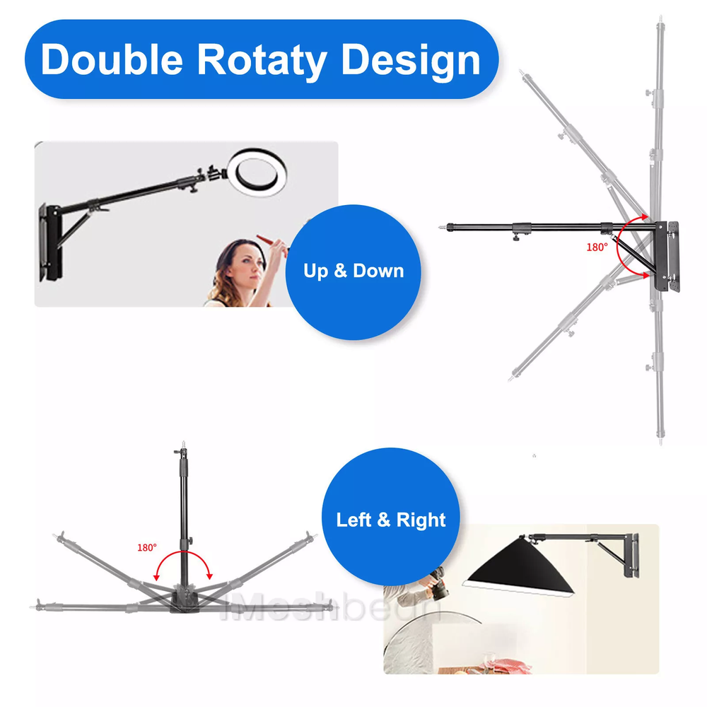 71" Triangle Wall Mount Bracket Boom Arm Stand for Light Umbrella Softbox Studio