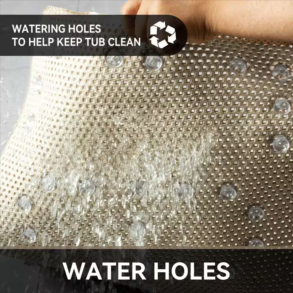 17 In. X 36 In. Gray PVC Foam Bathtub Mat Non-Slip Shower and Bath Mats