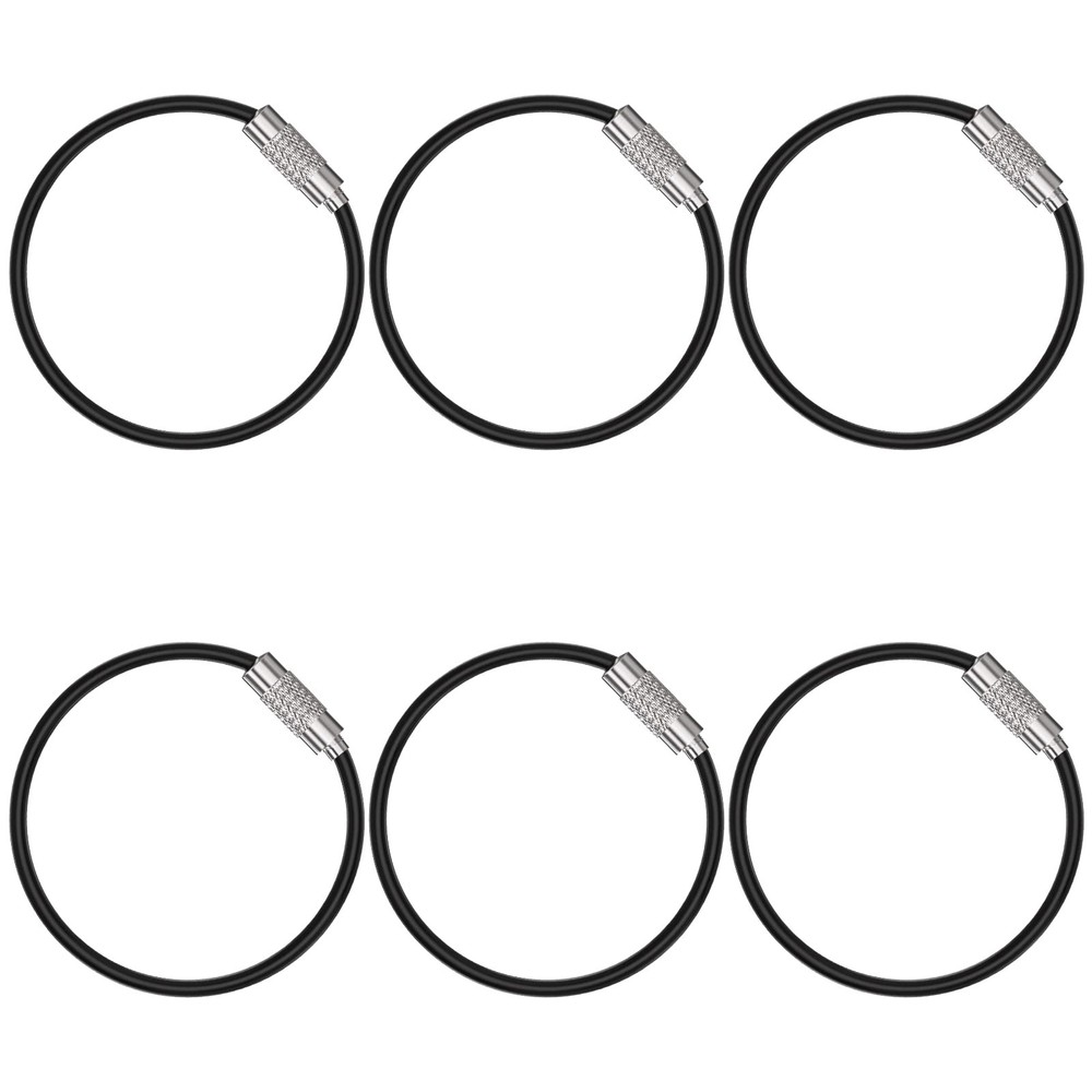 Uniclife 4 Inch Black Wire Keychain Cable Large 12 Pack(Black),