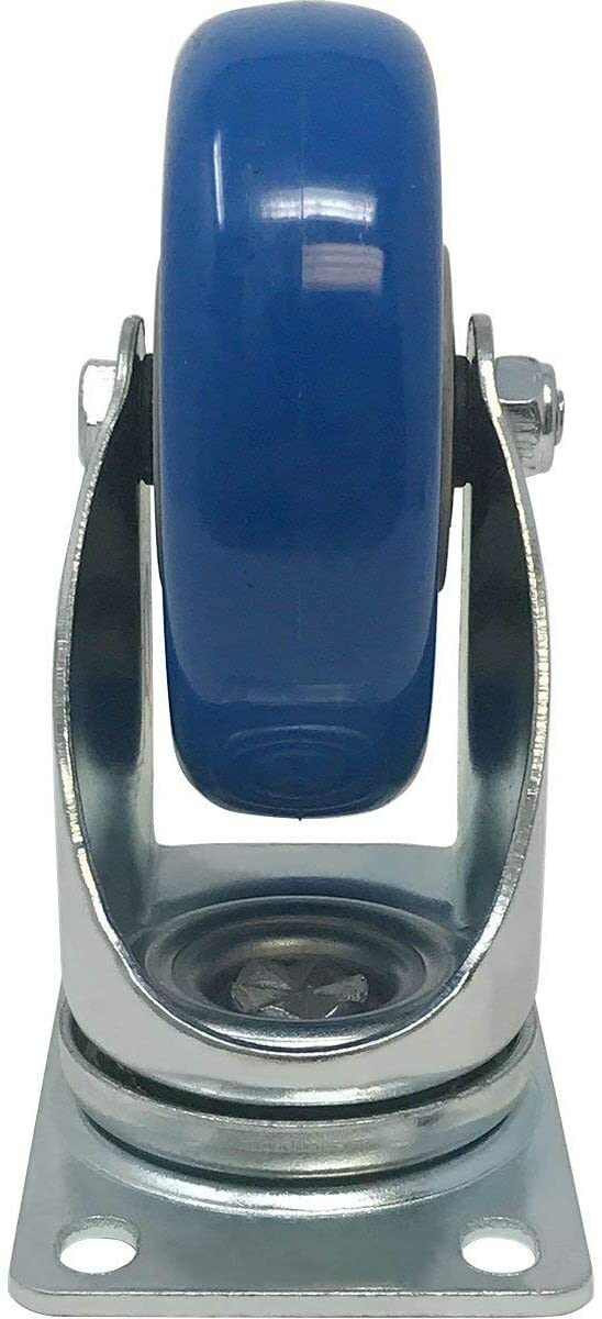 24 Pack Caster Swivel Plate On Blue Polyurethane Wheels 2" size wheels