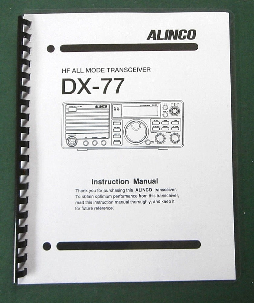 Alinco DX-77 Instruction Manual: Comb bound & Protective Plastic covers