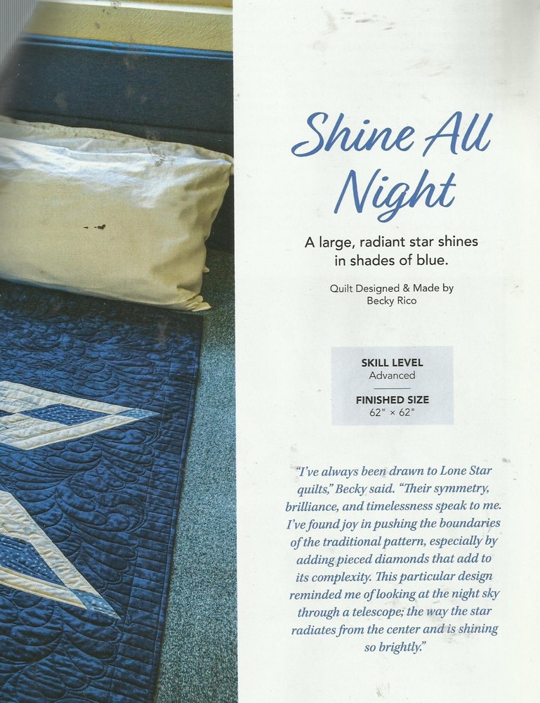 A0253 SHINE ALL NIGHT QUILT PATTERN/INSTRUCTIONS