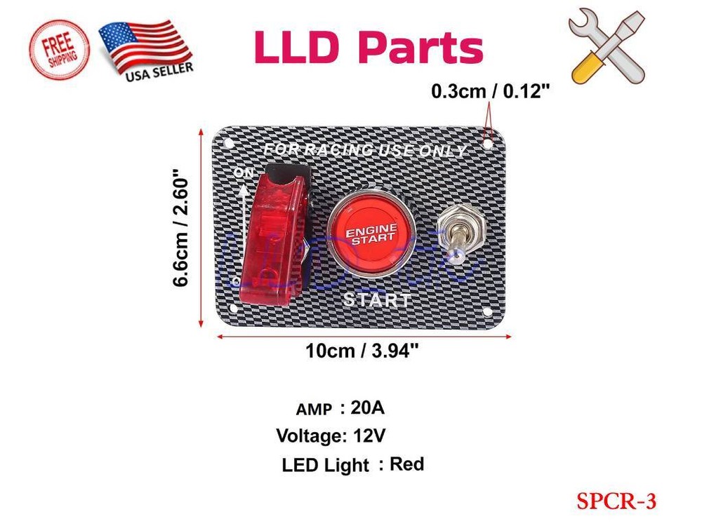 Carbon Ignition Switch Panel Engine Start Push Button LED 12V Toggle Racing Car