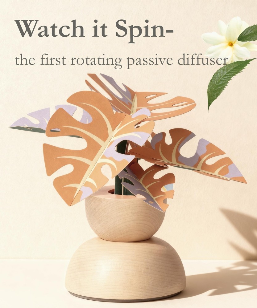 Silent Rotating Passive Diffuser – Cordless, Waterless Essential Oil Diffu