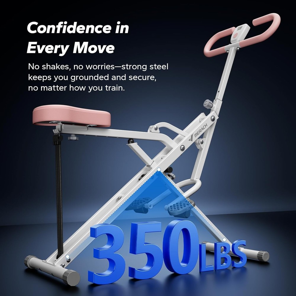 Squat Machine,MERACH R07 2 in 1 Squat Rowing Machine, Easy Setup & Foldable,Pink