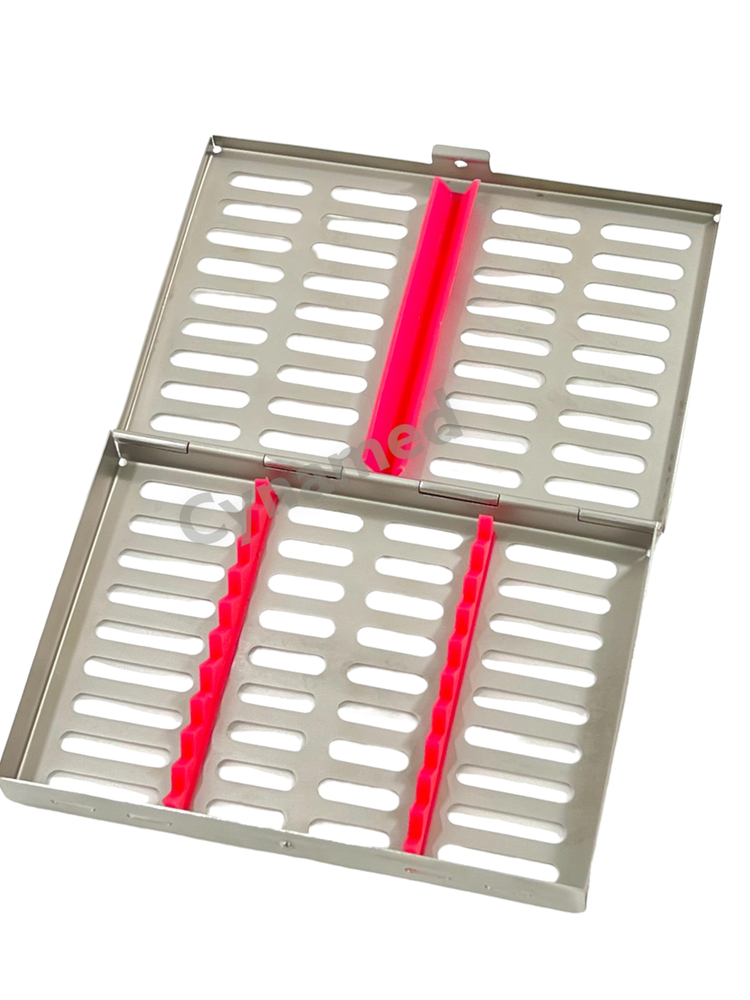 Sterilization Rack for 10 Instruments w/ Silicone Inserts - Pink -7"x5.5"x1.25"