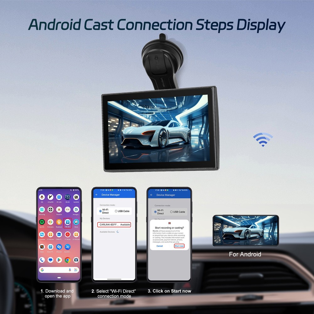 7-inch Full Touch Screen Apple CarPlay Horizontal Vertical Switching Camera B