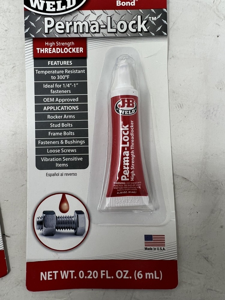 2 pack J-B Weld 27106 Perma-Lock High Strength Threadlocker - Red - 6 ml