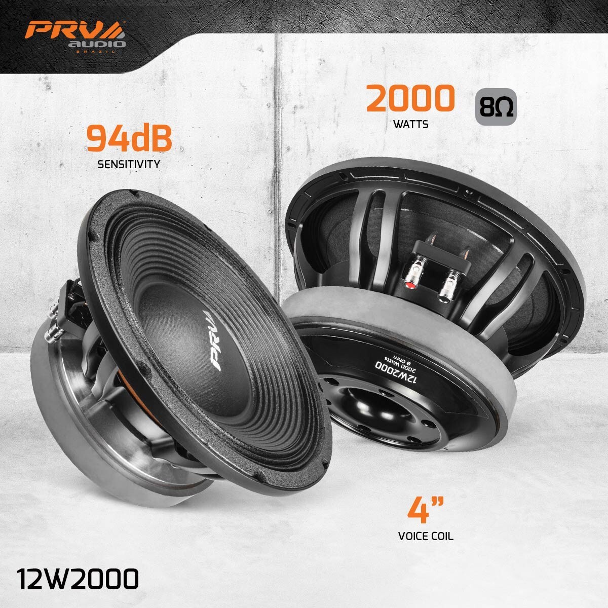 PRV Audio 12W2000 Low Frequency Woofer PRO Loudspeaker 12" 8 Ohm 2000 Watts