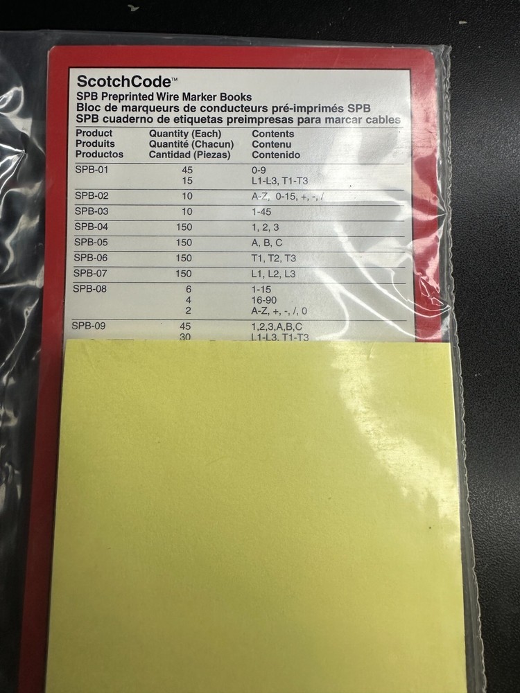 3M SPB-11 SCOTCH CODE PREPRINTED WIRE MARKER BOOK