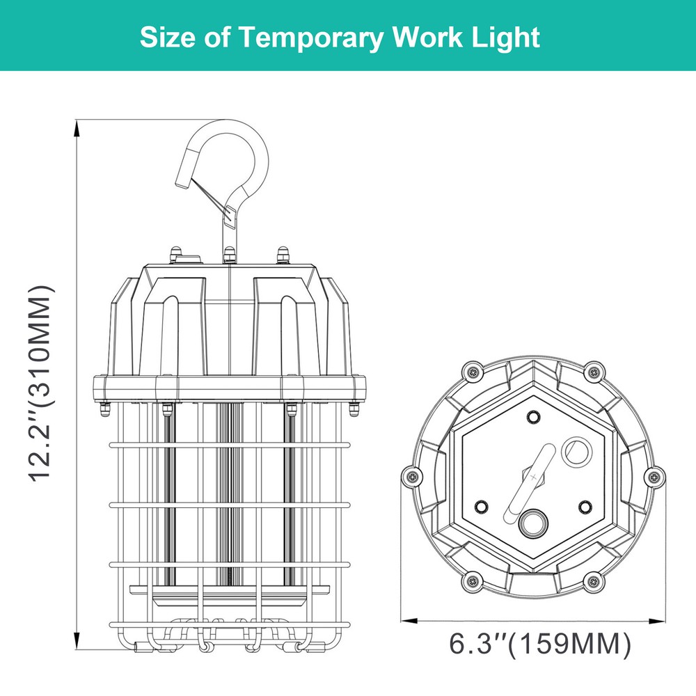 80Watt LED Construction Work Light Portable Temporary Jobsite Building Workshop