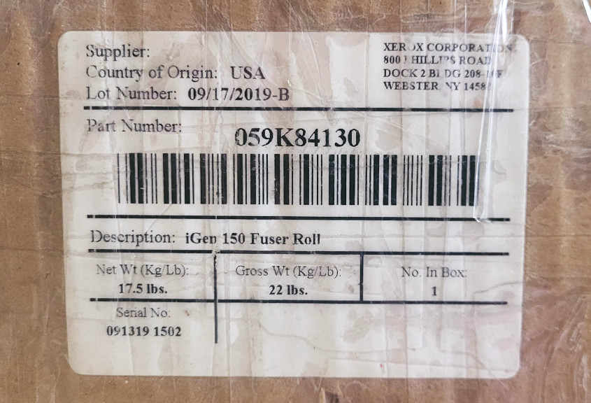 Xerox 059K84130 iGen 150 Fuser Roll With Open Box