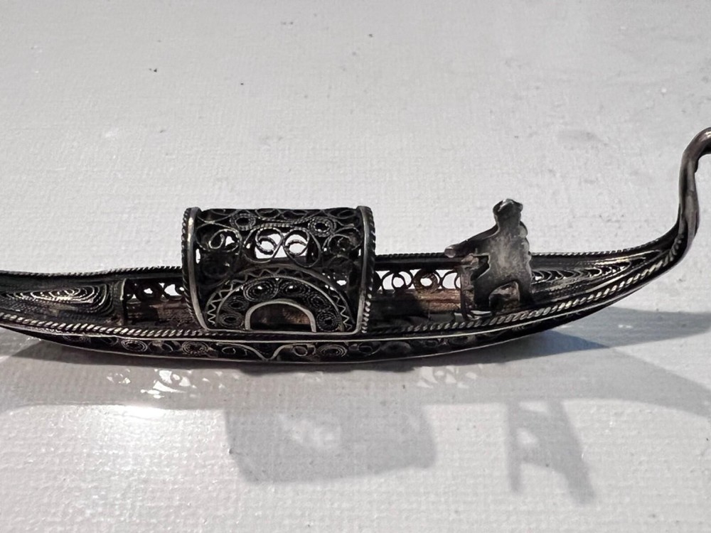 miniature filigree gondola sterling silver