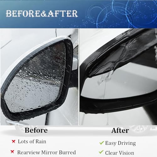 Car Rearview Rain Eyebrow Shield,Car Mirror Rain Protector 2PC Solid Black