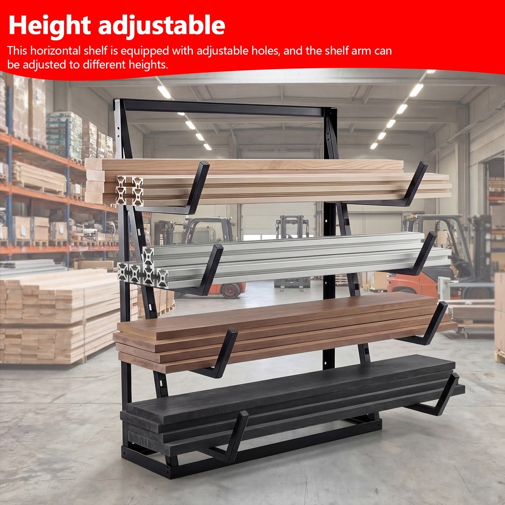 2000LBS 4-Tier Floor Standing Horizontal Storage Rack for Lumber/Pipe Adjustable