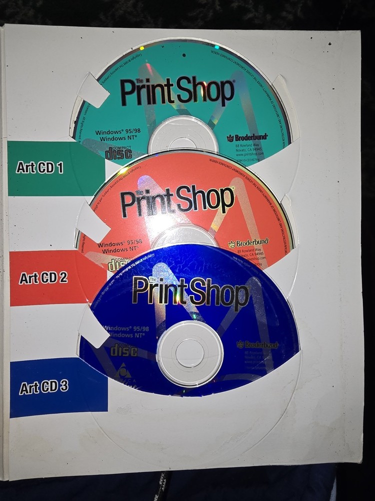 The Print Shop - Broderbund Version 10 AOL - 5 CD's - Install + Program + 3 CD's