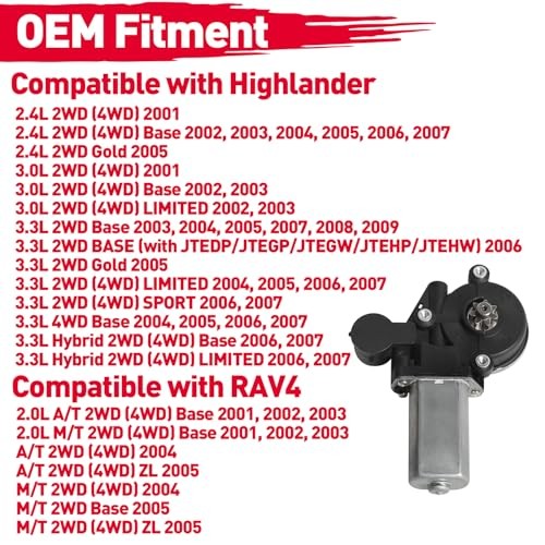 Front Right Passenger Side Power Window Motor Compatible with Highlander 2001