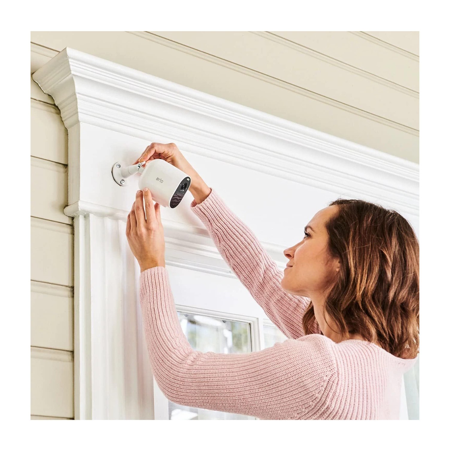 Arlo Essential Spotlight 4 Camera Security System with Solar Power Panel (White)