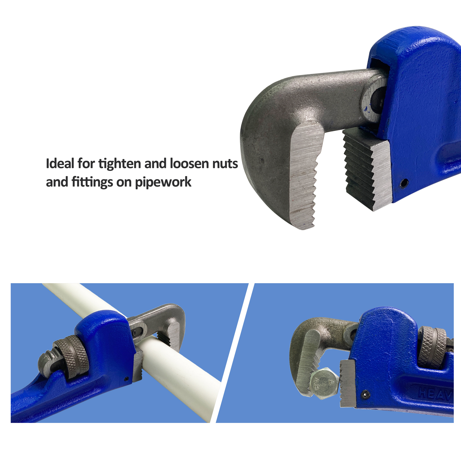 HFS(R) 4 Pack Heavy Duty Pipe Wrench Set, Adjustable 8" 10" 12" 14" Soft Grip