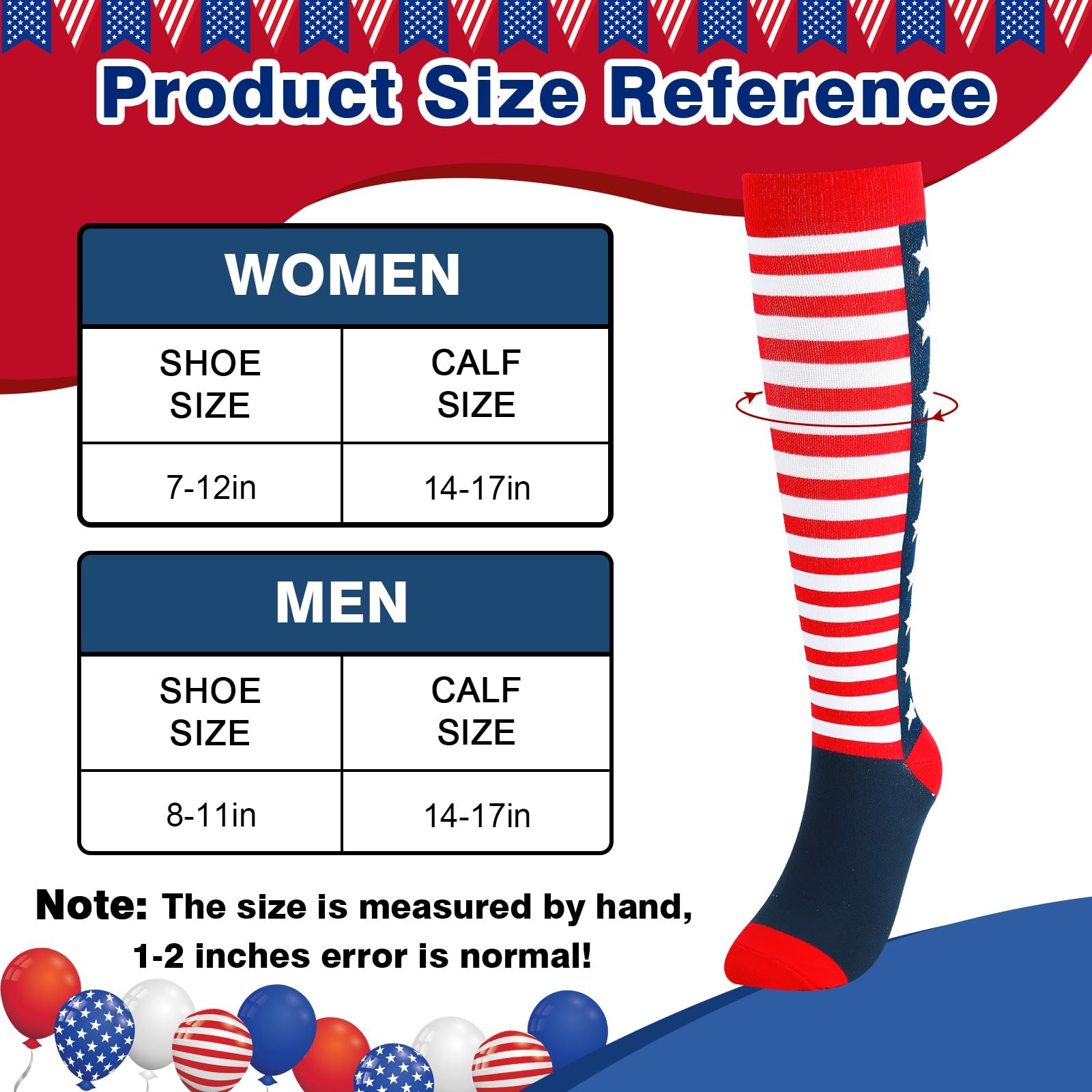 YOYOU Compression Socks for Women and Men, American One Size, Flag 1
