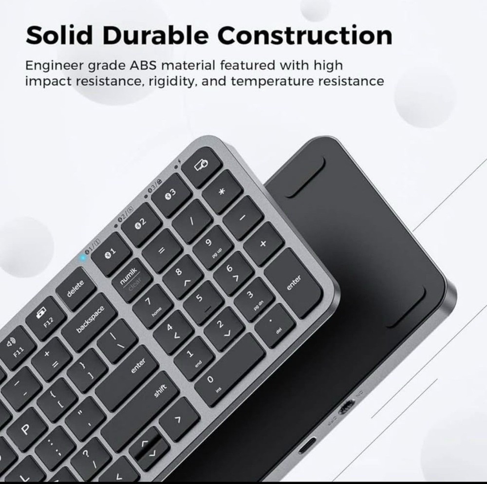 iClever BK20 Bluetooth Keyboard, with Numeric Keypad, Multi-Device Rechargeab...