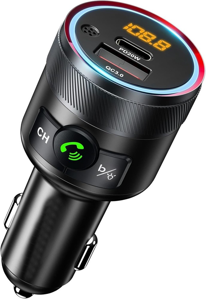 Transmisor FM Bluetooth 5.4 para coche, 38 W PD y QC3.0, carga USB dual, adaptad