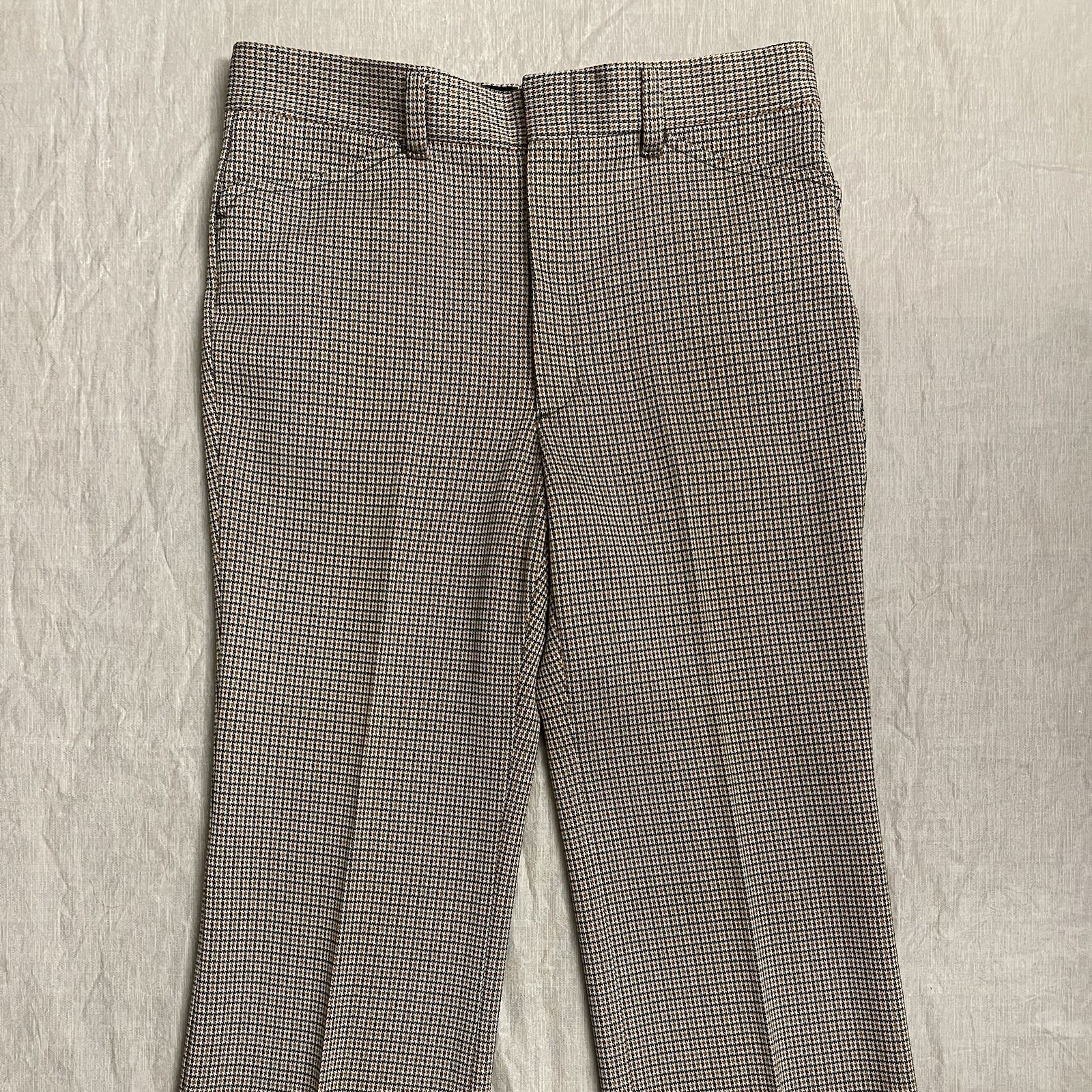 VTG 70s Farah Polyester Pants High Waist Wide Leg Retro Disco Mens Size 34x29