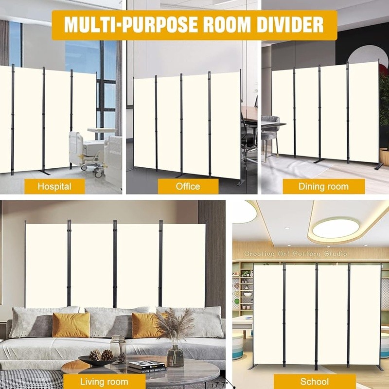 Portable Folding Room Divider Privacy Screen Adjustable 4 Panel Partition New
