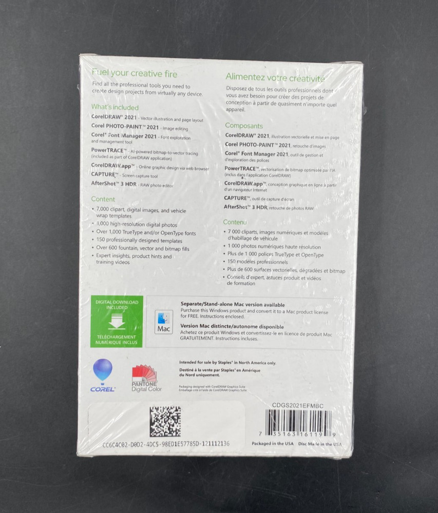 CorelDRAW Graphics Suite 2021 Editing Software Windows - NEW