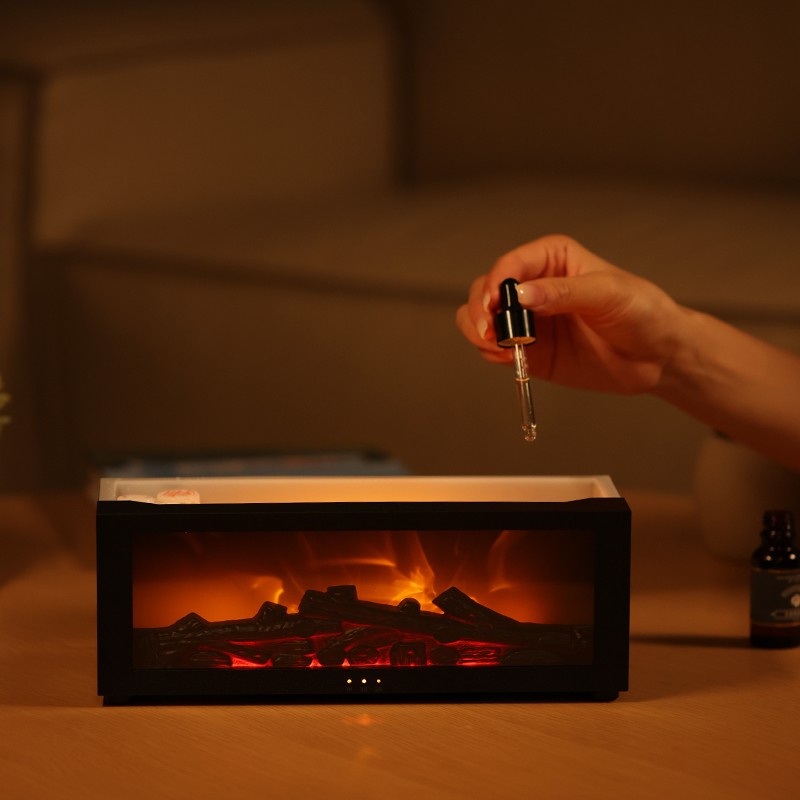 Flame Fireplace Humidifier Aromatherapy Essential Oil Diffuser with LED Light US