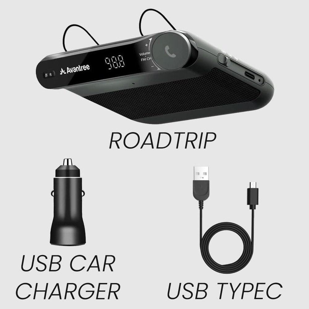 Avantree Roadtrip - Car Bluetooth Speaker & Wireless FM Transmitter Kit 2-in-...