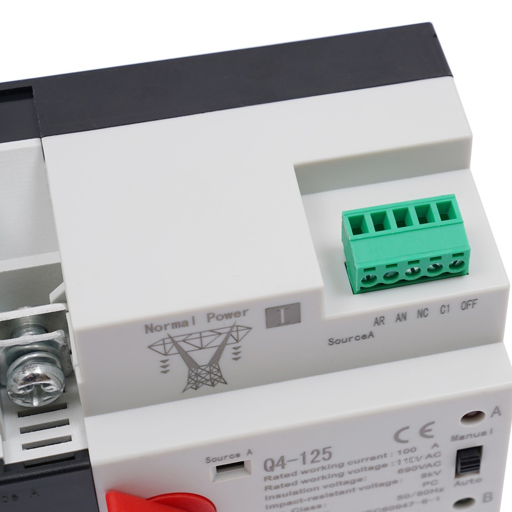 Automatic Transfer Switch 2P 100A 110V Grid to AC Generator Dual Power Control