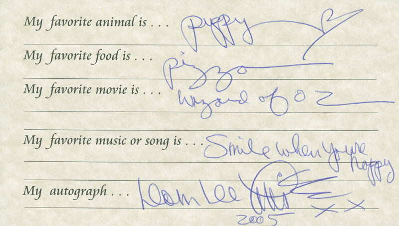 DOM DELUISE - QUESTIONNAIRE SIGNED 2005