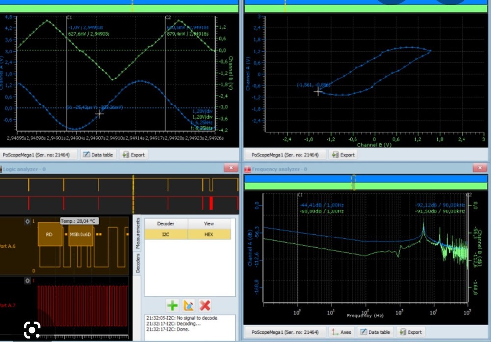 PoScope 2 channel USB Oscilloscope/Function Generator/16 channel logic analyzer.