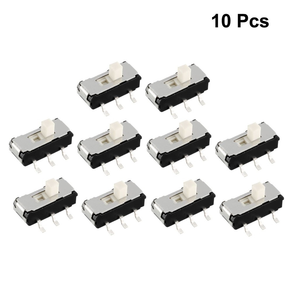 10Pcs 2mm Vertical Slide Switch DPDT 2P2T 6 Terminals PCB Panel Latching