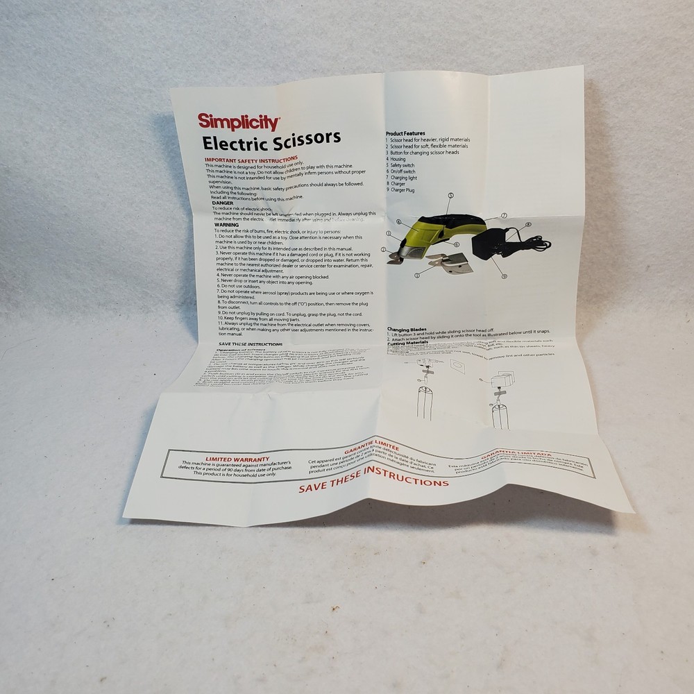 Simplicity Electric Scissors Replacement Head/Blade NEW