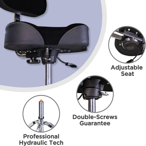 GIOCO Drum Throne with Backrest, 4" Padded Stool, X-Large, Black