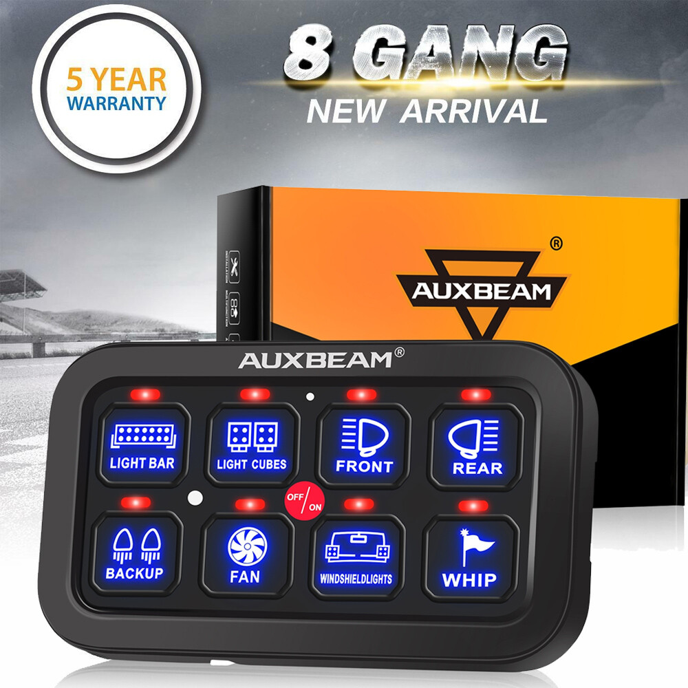 AUXBEAM 8 Gang Switch Panel Marine/Boat Toggle Switch LED Light Controller Box