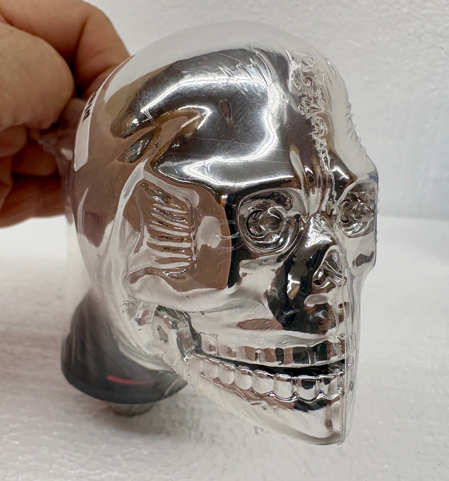NEW NOS Vtg Flying Skull Chrome Motorcycle Bike Fender Ornament w/ Red LED Eyes
